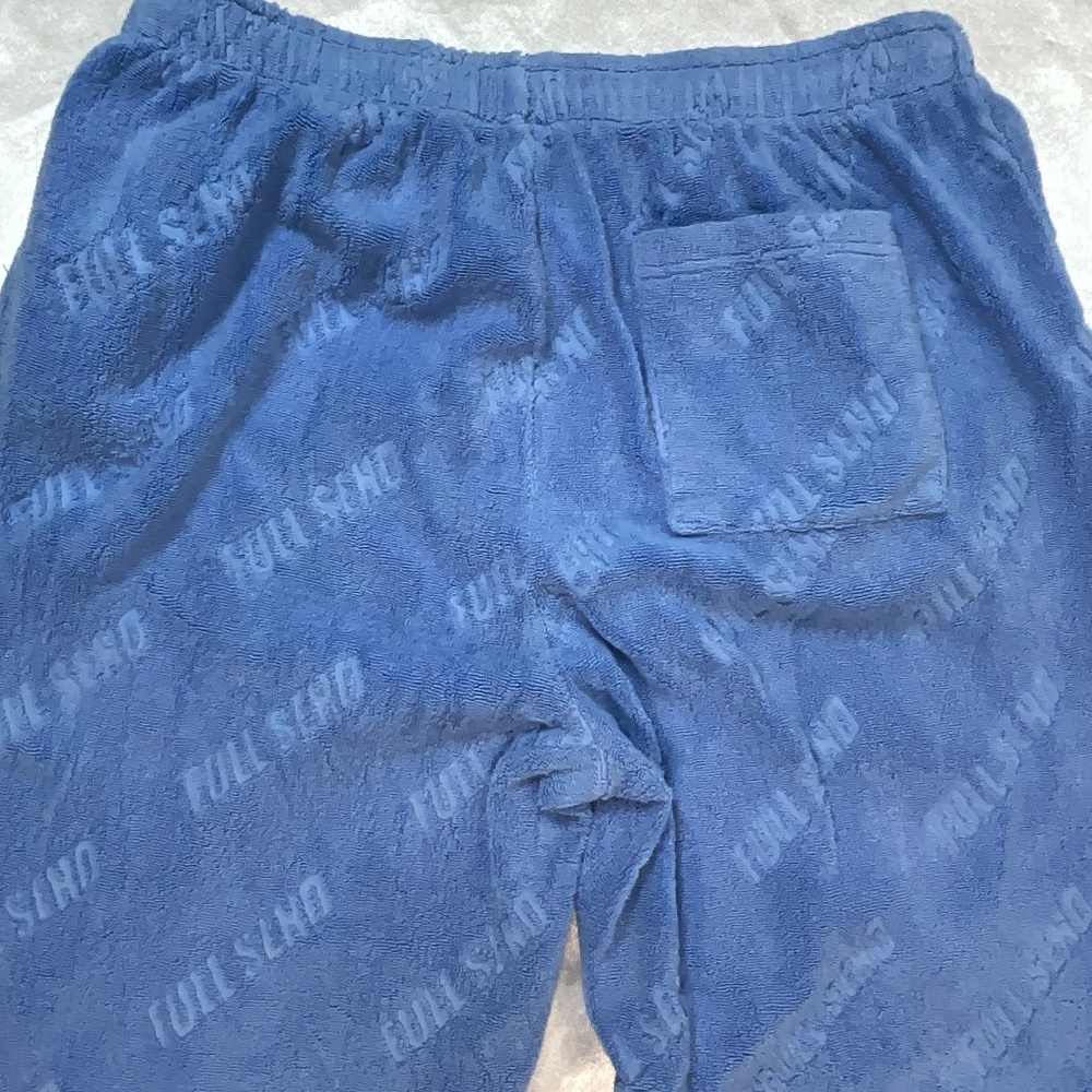 Full Send Blue Terry Cloth Embossed Joggers Pants 100% Cotton Mens XL Streetwear